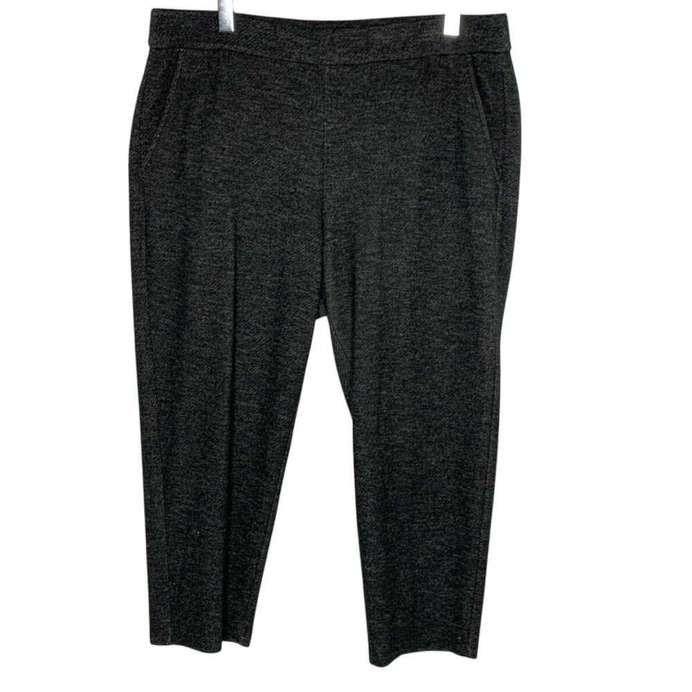 Eileen Fisher L Gray Womens High Rise Stretch Cropped Pants Tapered Textured